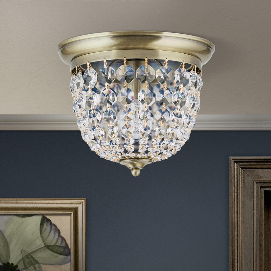 Krištolinis lubinis šviestuvas PLAFOND 1xE27/40W/230V diametras 26 cm bronza