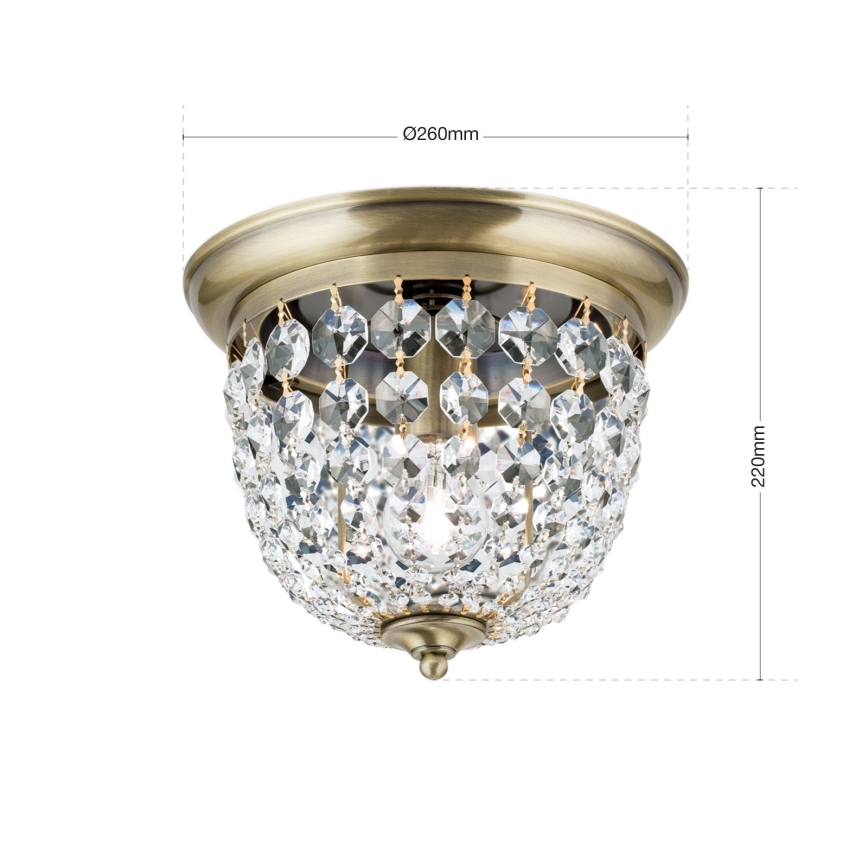 Krištolinis lubinis šviestuvas PLAFOND 1xE27/40W/230V diametras 26 cm bronza