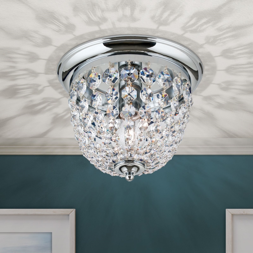 Krištolinis lubinis šviestuvas PLAFOND 1xE27/40W/230V diametras 26 cm blizgus chromas