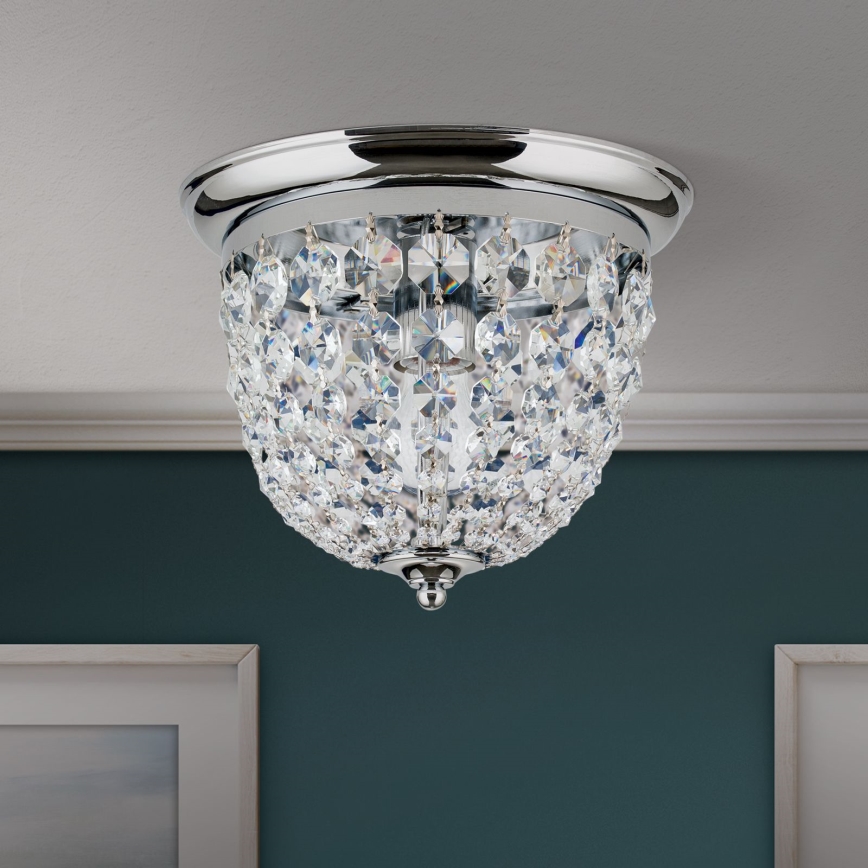 Krištolinis lubinis šviestuvas PLAFOND 1xE27/40W/230V diametras 26 cm blizgus chromas