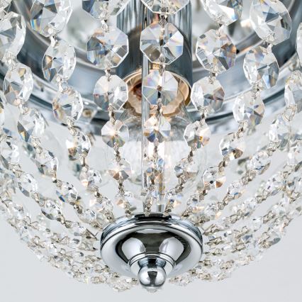 Krištolinis lubinis šviestuvas PLAFOND 1xE27/40W/230V diametras 26 cm blizgus chromas