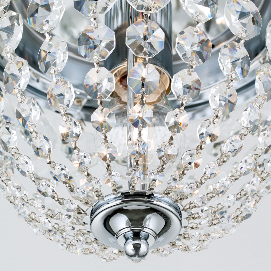Krištolinis lubinis šviestuvas PLAFOND 1xE27/40W/230V diametras 26 cm blizgus chromas
