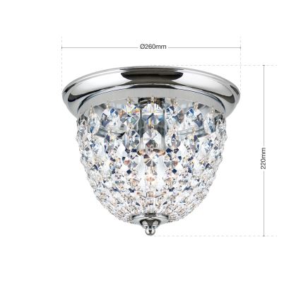 Krištolinis lubinis šviestuvas PLAFOND 1xE27/40W/230V diametras 26 cm blizgus chromas