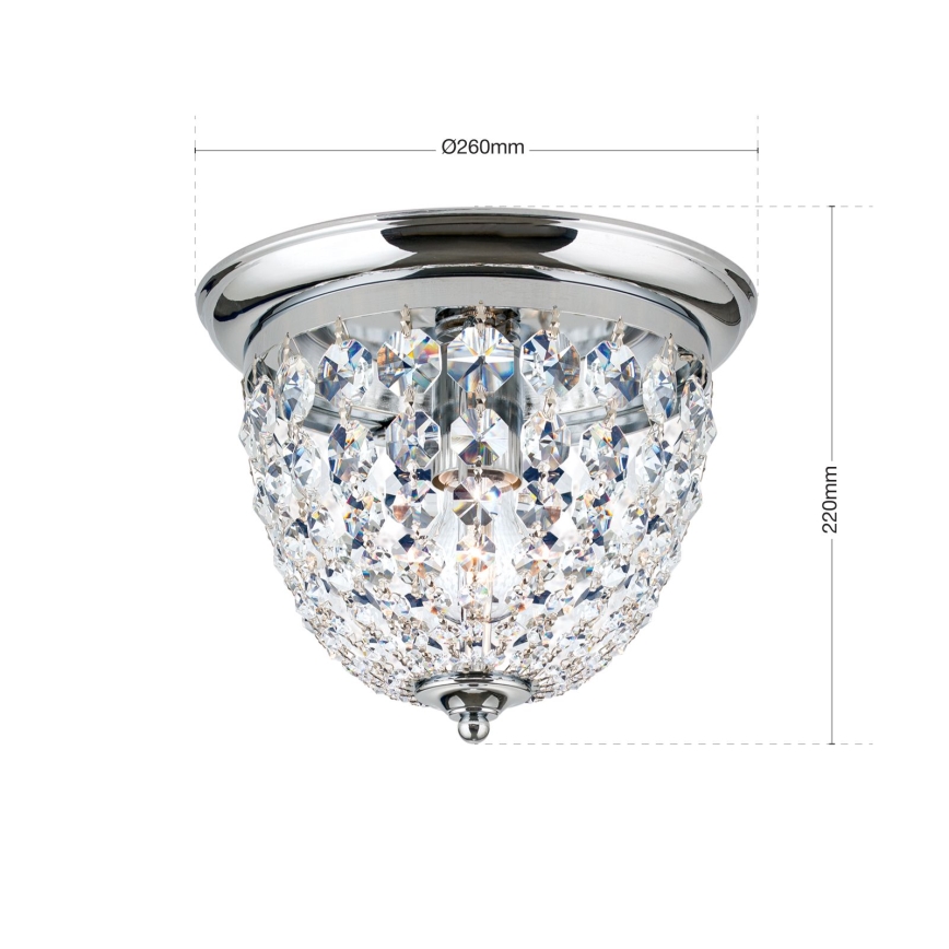 Krištolinis lubinis šviestuvas PLAFOND 1xE27/40W/230V diametras 26 cm blizgus chromas