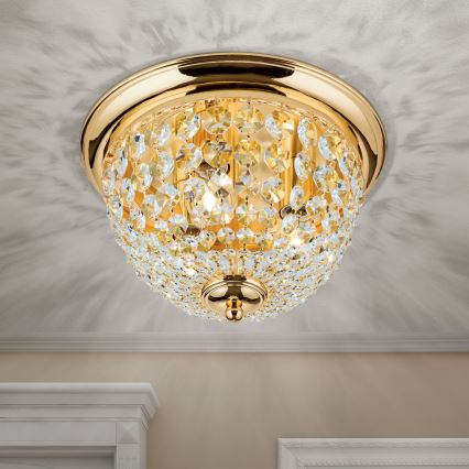Krištolinis lubinis šviestuvas PLAFOND 3xE27/40W/230V diametras 35 cm auksas