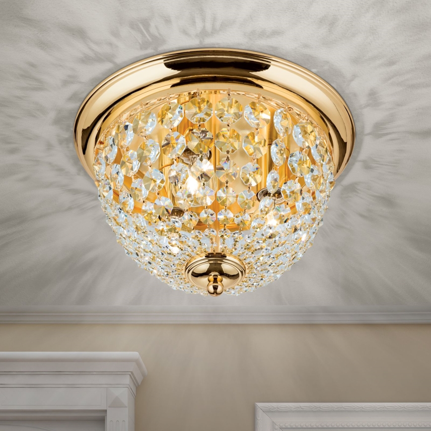 Krištolinis lubinis šviestuvas PLAFOND 3xE27/40W/230V diametras 35 cm auksas