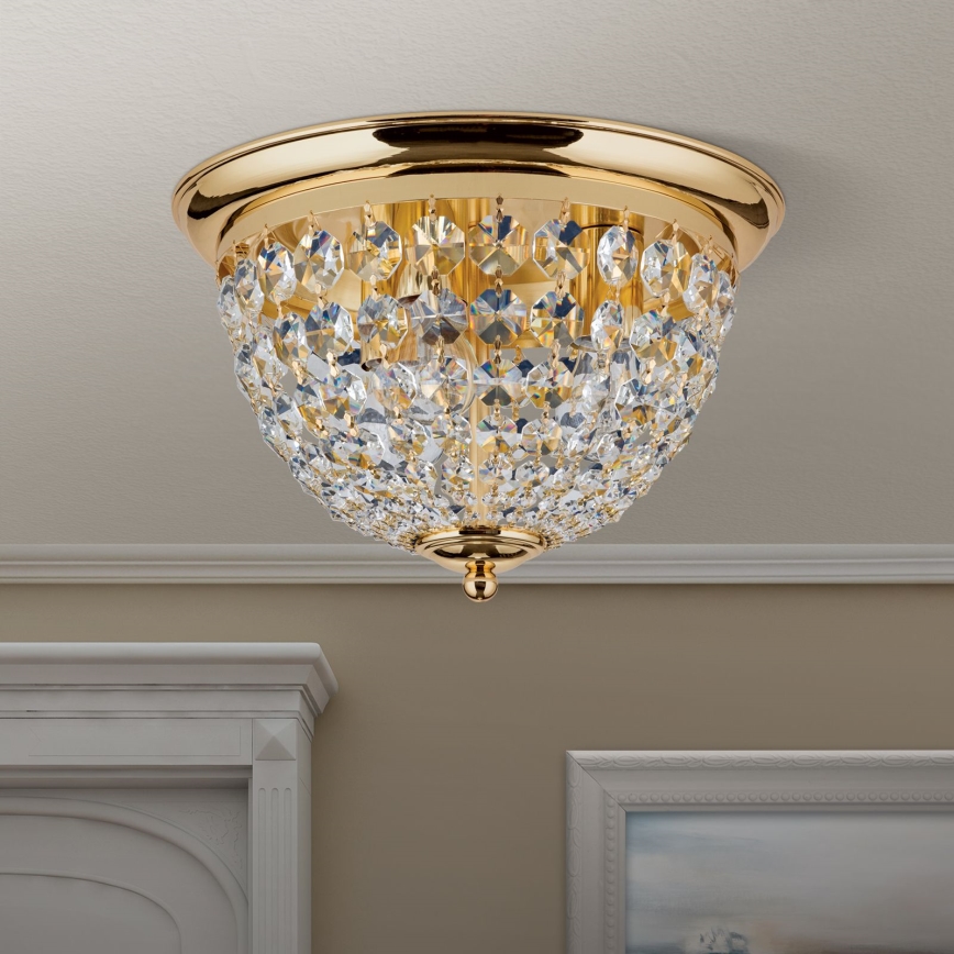 Krištolinis lubinis šviestuvas PLAFOND 3xE27/40W/230V diametras 35 cm auksas