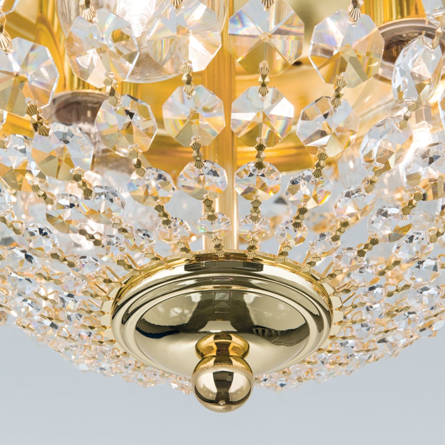 Krištolinis lubinis šviestuvas PLAFOND 3xE27/40W/230V diametras 35 cm auksas