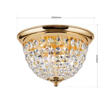 Krištolinis lubinis šviestuvas PLAFOND 3xE27/40W/230V diametras 35 cm auksas