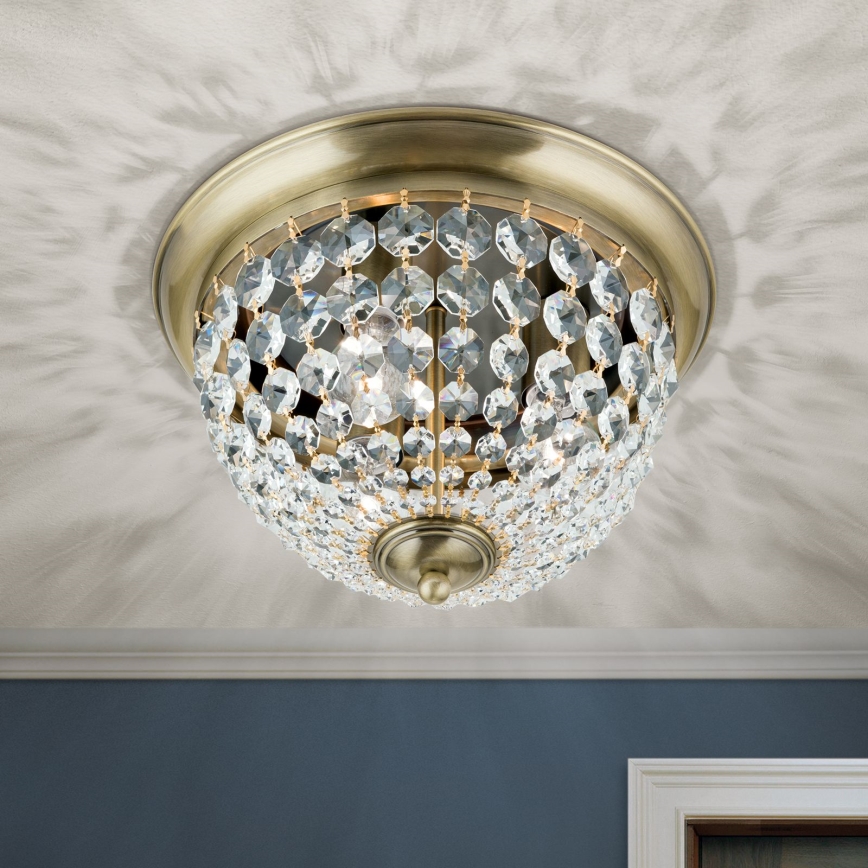 Krištolinis lubinis šviestuvas PLAFOND 3xE27/40W/230V diametras 35 cm bronza