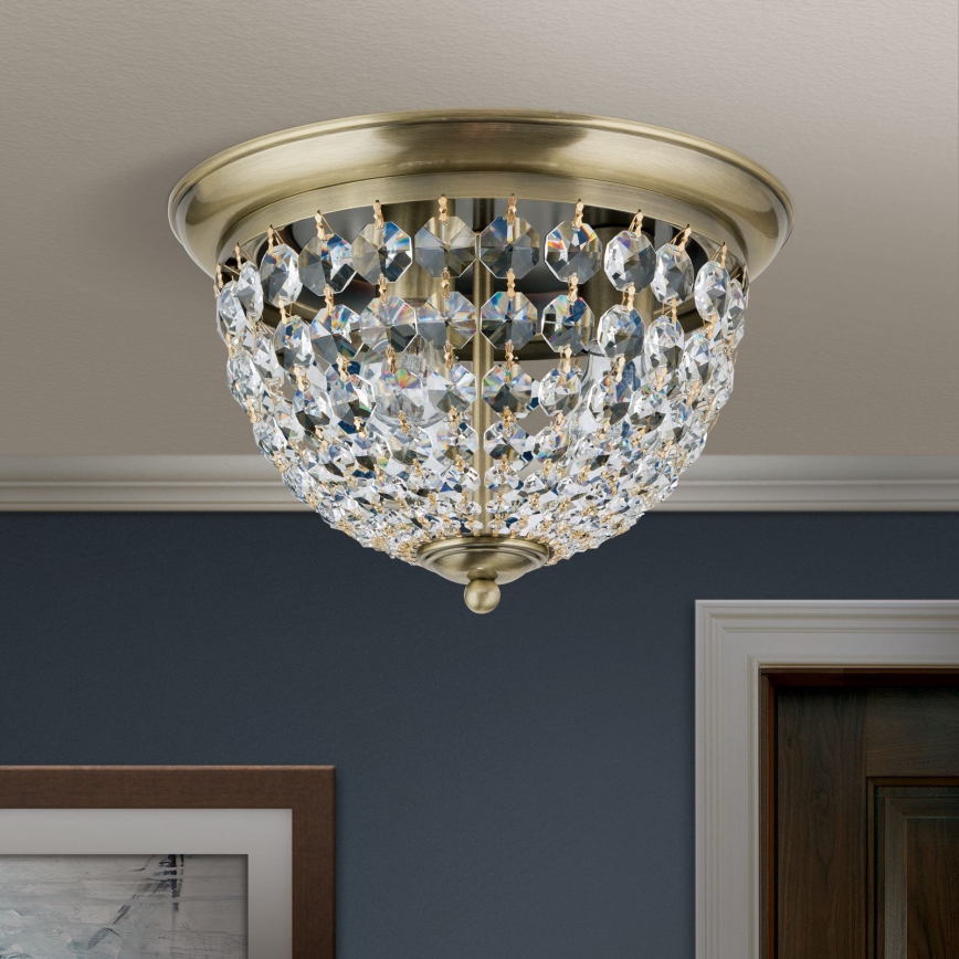 Krištolinis lubinis šviestuvas PLAFOND 3xE27/40W/230V diametras 35 cm bronza