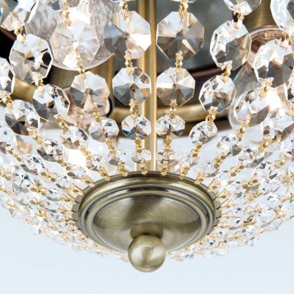 Krištolinis lubinis šviestuvas PLAFOND 3xE27/40W/230V diametras 35 cm bronza