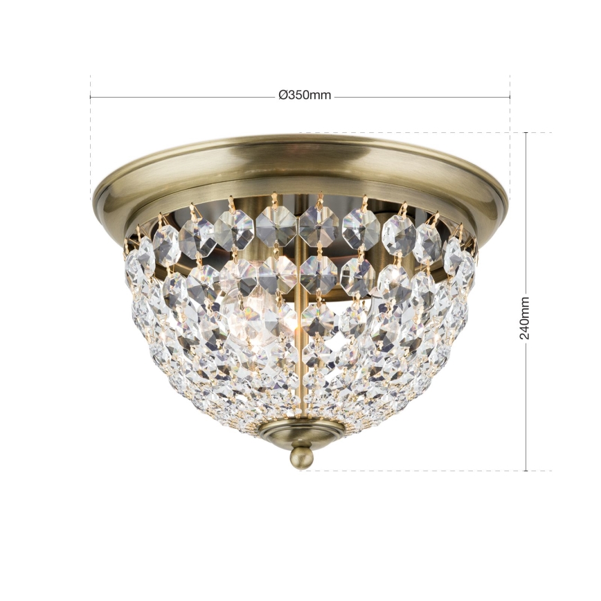 Krištolinis lubinis šviestuvas PLAFOND 3xE27/40W/230V diametras 35 cm bronza