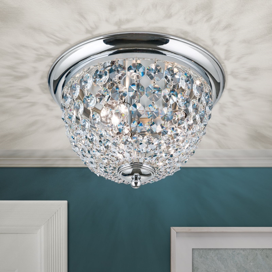 Krištolinis lubinis šviestuvas PLAFOND 3xE27/40W/230V diametras 35 cm blizgus chromas