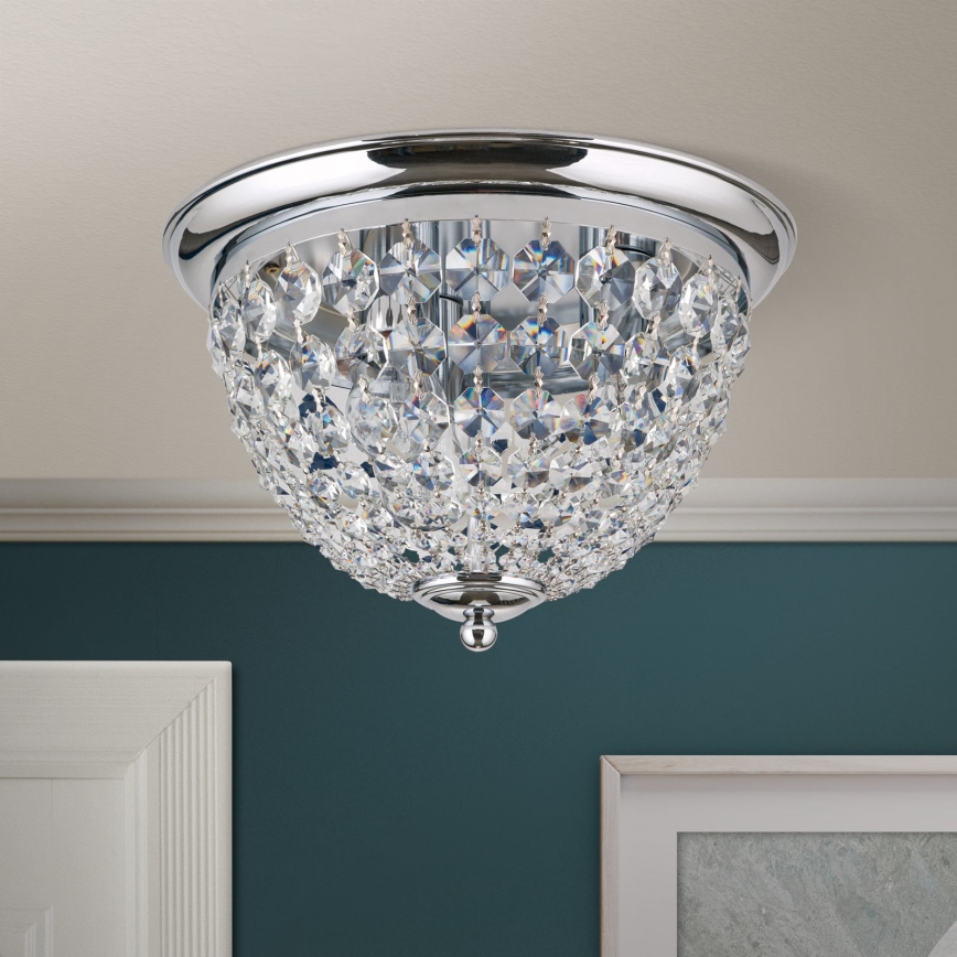 Krištolinis lubinis šviestuvas PLAFOND 3xE27/40W/230V diametras 35 cm blizgus chromas