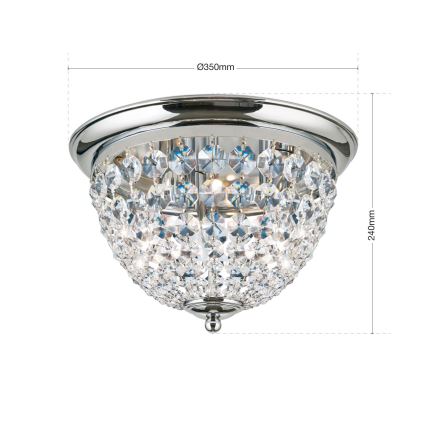 Krištolinis lubinis šviestuvas PLAFOND 3xE27/40W/230V diametras 35 cm blizgus chromas