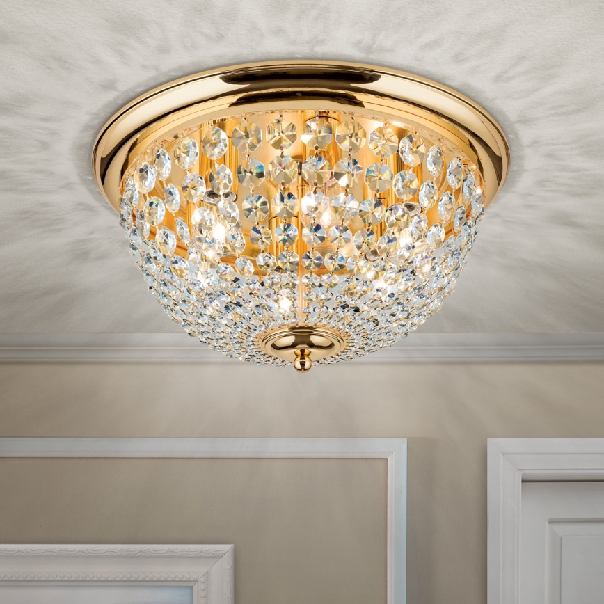 Krištolinis lubinis šviestuvas PLAFOND 6xE27/40W/230V diametras 47 cm auksas
