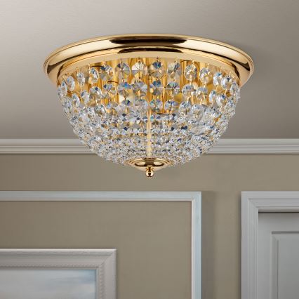Krištolinis lubinis šviestuvas PLAFOND 6xE27/40W/230V diametras 47 cm auksas