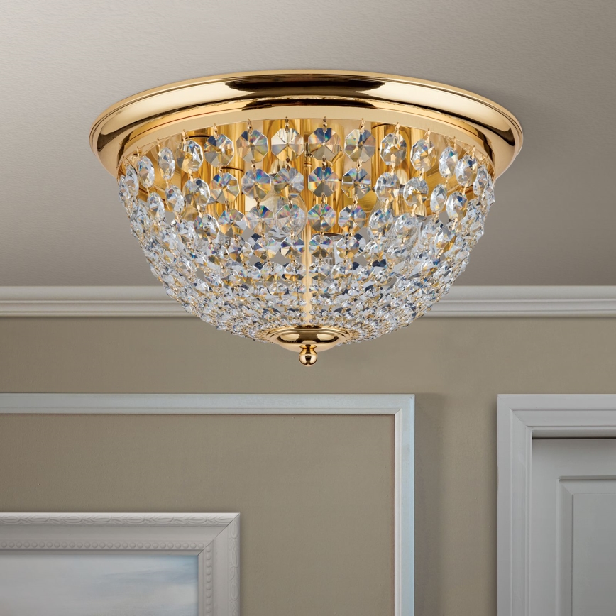 Krištolinis lubinis šviestuvas PLAFOND 6xE27/40W/230V diametras 47 cm auksas