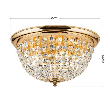 Krištolinis lubinis šviestuvas PLAFOND 6xE27/40W/230V diametras 47 cm auksas
