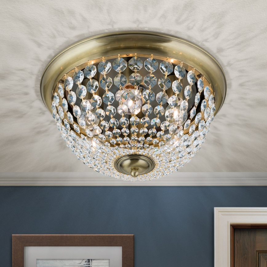 Krištolinis lubinis šviestuvas PLAFOND 6xE27/40W/230V diametras 47 cm bronza