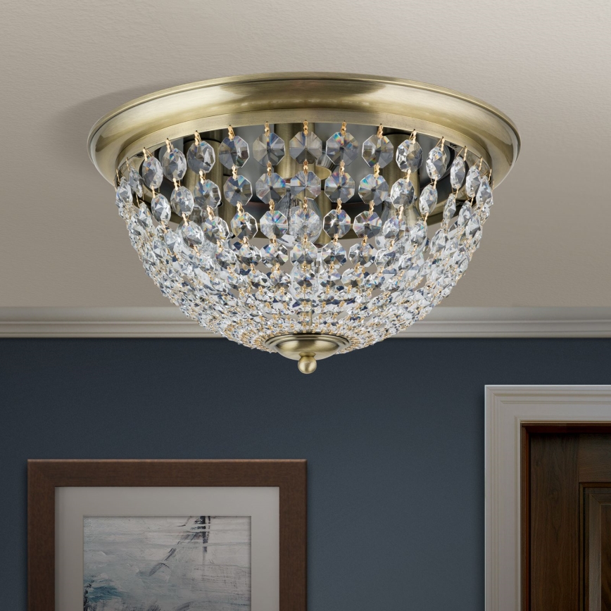 Krištolinis lubinis šviestuvas PLAFOND 6xE27/40W/230V diametras 47 cm bronza