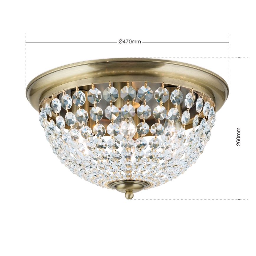 Krištolinis lubinis šviestuvas PLAFOND 6xE27/40W/230V diametras 47 cm bronza