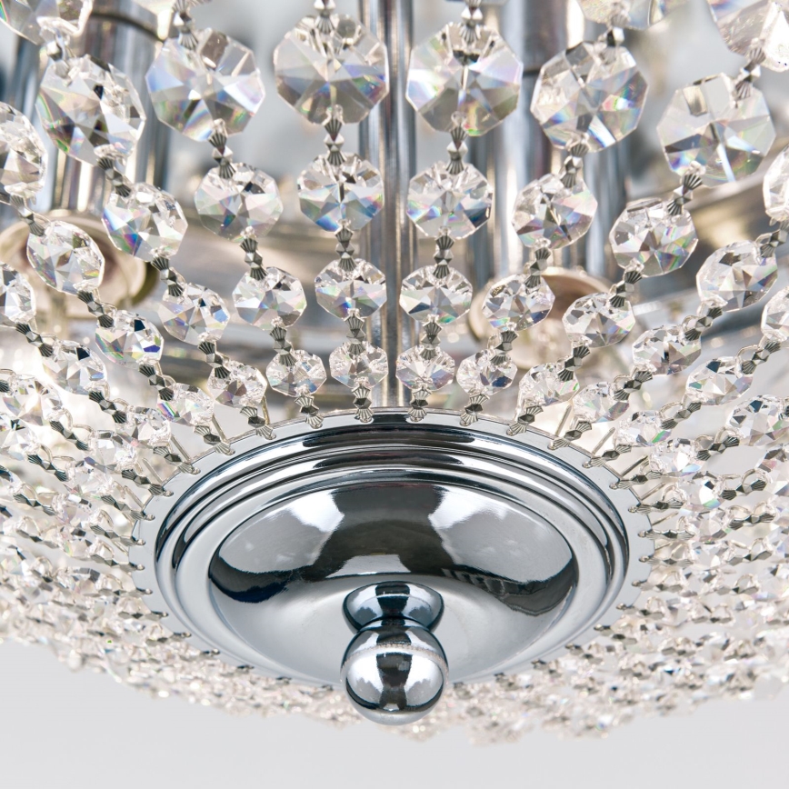 Krištolinis lubinis šviestuvas PLAFOND 6xE27/40W/230V diametras 47 cm blizgus chromas