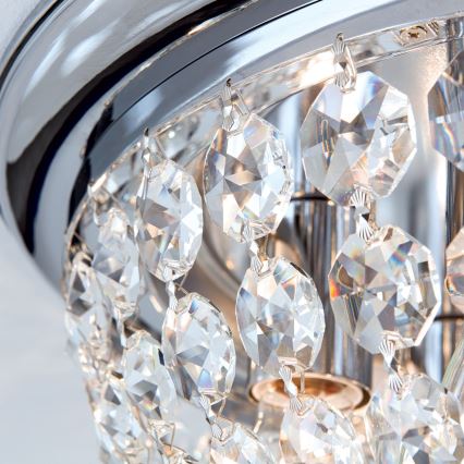 Krištolinis lubinis šviestuvas PLAFOND 6xE27/40W/230V diametras 47 cm blizgus chromas