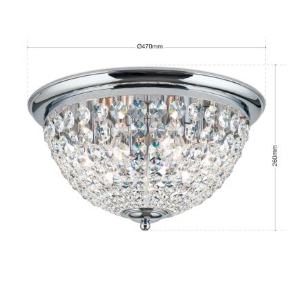 Krištolinis lubinis šviestuvas PLAFOND 6xE27/40W/230V diametras 47 cm blizgus chromas