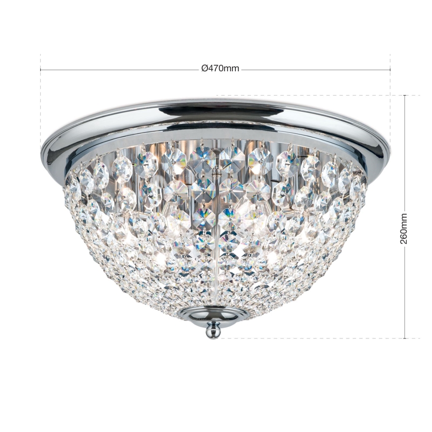 Krištolinis lubinis šviestuvas PLAFOND 6xE27/40W/230V diametras 47 cm blizgus chromas