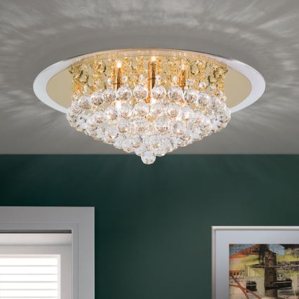 Krištolinis lubinis šviestuvas GLORIA 6xG9/40W/230V diametras 50 cm auksas