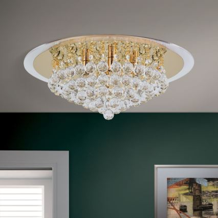 Krištolinis lubinis šviestuvas GLORIA 6xG9/40W/230V diametras 50 cm auksas