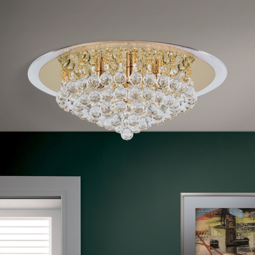Krištolinis lubinis šviestuvas GLORIA 6xG9/40W/230V diametras 50 cm auksas