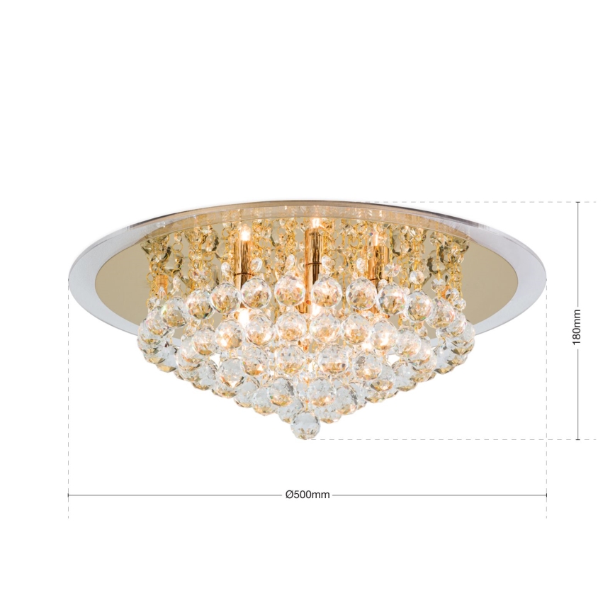 Krištolinis lubinis šviestuvas GLORIA 6xG9/40W/230V diametras 50 cm auksas