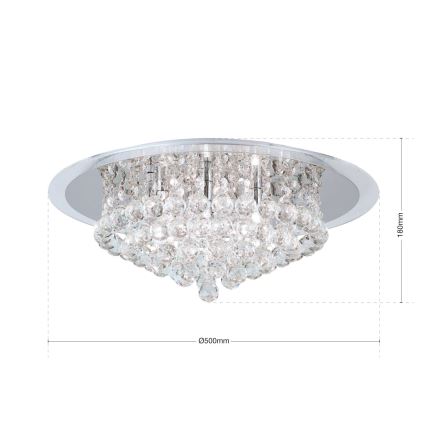 Krištolinis lubinis šviestuvas GLORIA 6xG9/40W/230V diametras 50 cm permatoma/blizgus chromas