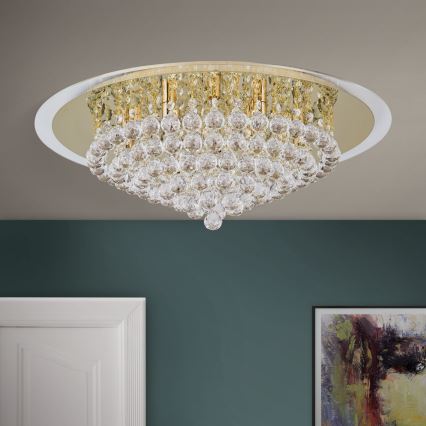 Krištolinis lubinis šviestuvas GLORIA 9xG9/40W/230V diametras 62 cm auksas