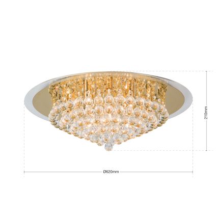 Krištolinis lubinis šviestuvas GLORIA 9xG9/40W/230V diametras 62 cm auksas