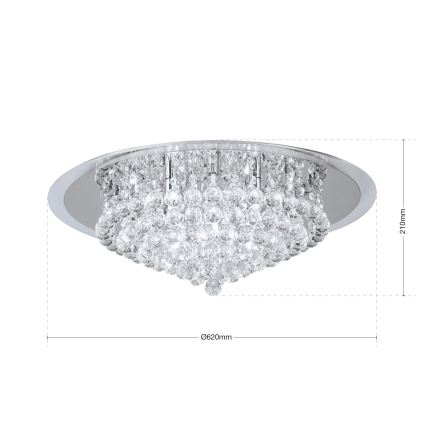 Krištolinis lubinis šviestuvas GLORIA 9xG9/40W/230V diametras 62 cm permatoma/blizgus chromas