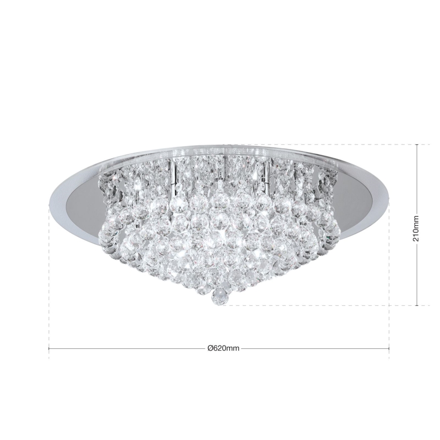 Krištolinis lubinis šviestuvas GLORIA 9xG9/40W/230V diametras 62 cm permatoma/blizgus chromas