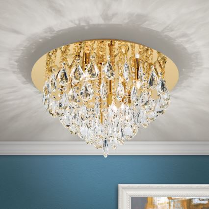 Krištolinis lubinis šviestuvas CELESTE 6xG9/40W/230V diametras 45 cm auksas