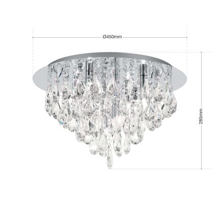 Krištolinis lubinis šviestuvas CELESTE 6xG9/40W/230V diametras 45 cm blizgus chromas