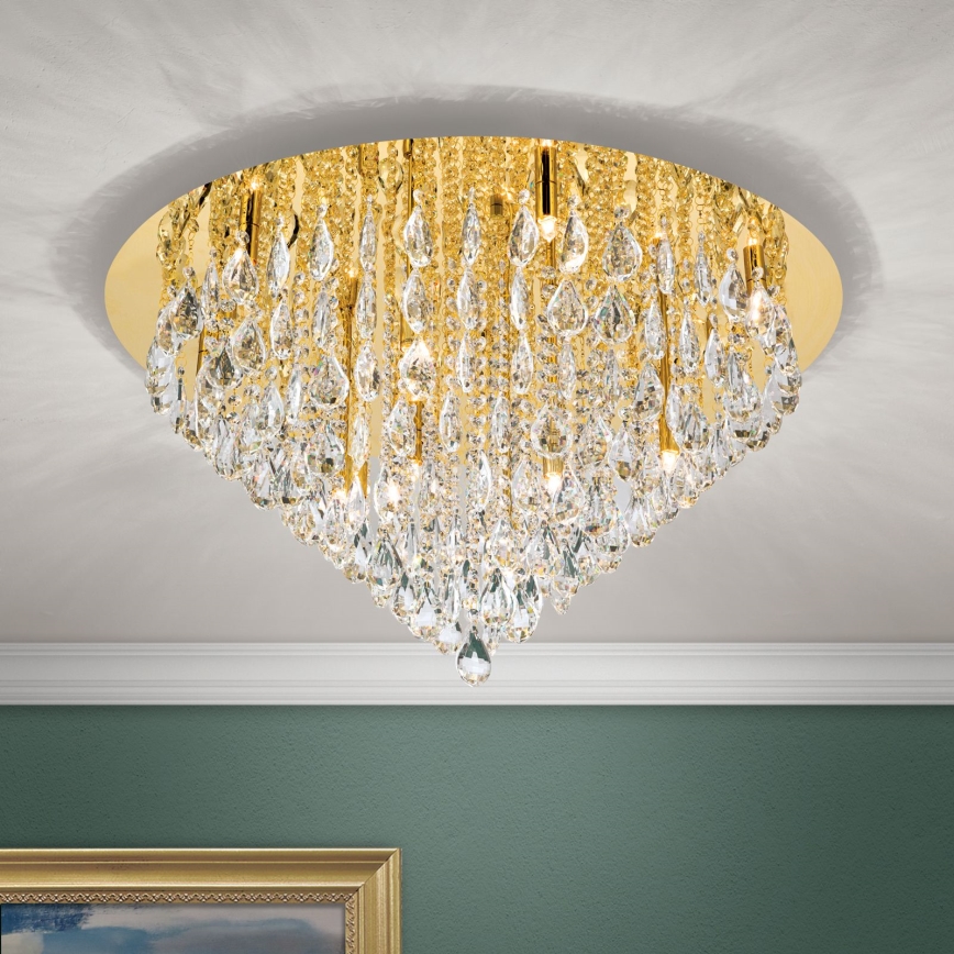 Krištolinis lubinis šviestuvas CELESTE 12xG9/40W/230V diametras 75 cm auksas
