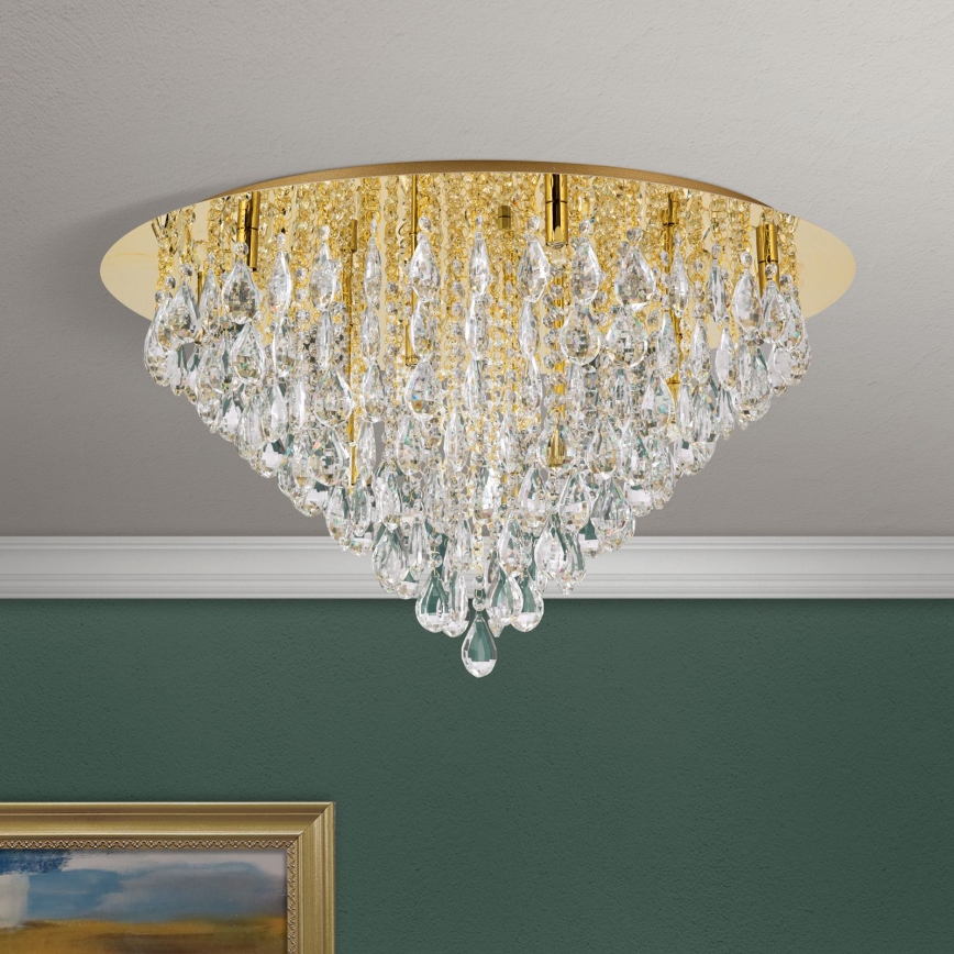 Krištolinis lubinis šviestuvas CELESTE 12xG9/40W/230V diametras 75 cm auksas