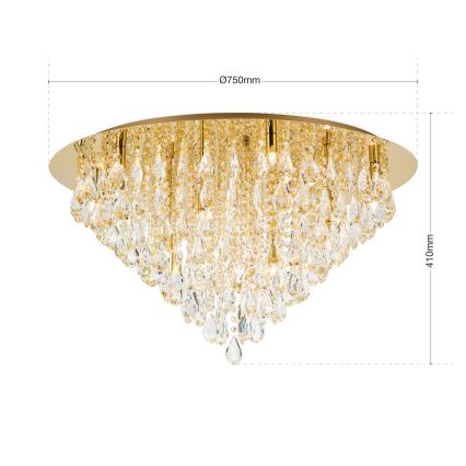 Krištolinis lubinis šviestuvas CELESTE 12xG9/40W/230V diametras 75 cm auksas