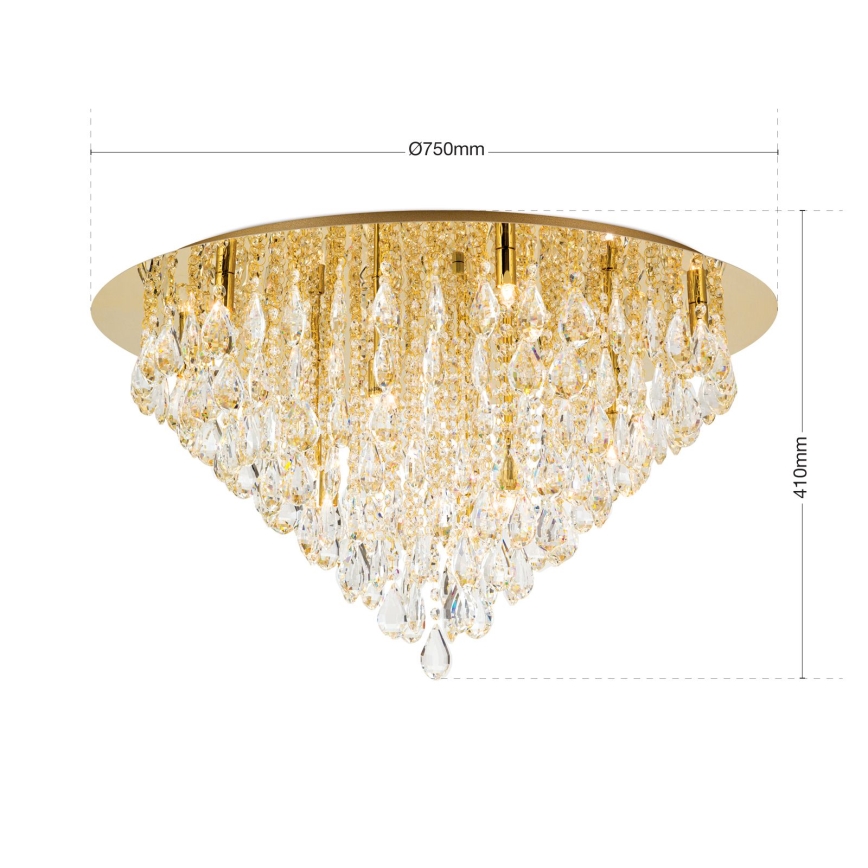 Krištolinis lubinis šviestuvas CELESTE 12xG9/40W/230V diametras 75 cm auksas