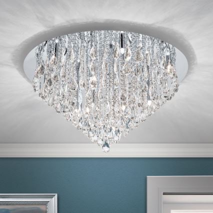 Krištolinis lubinis šviestuvas CELESTE 12xG9/40W/230V diametras 75 cm blizgus chromas