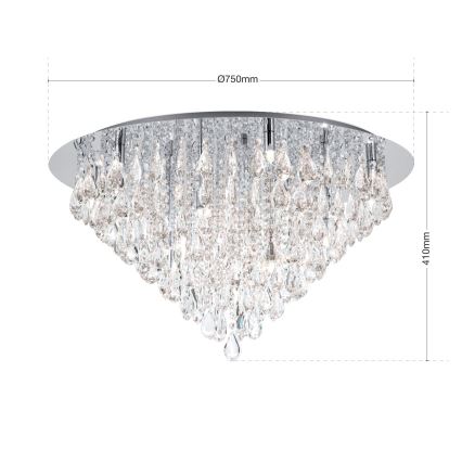 Krištolinis lubinis šviestuvas CELESTE 12xG9/40W/230V diametras 75 cm blizgus chromas