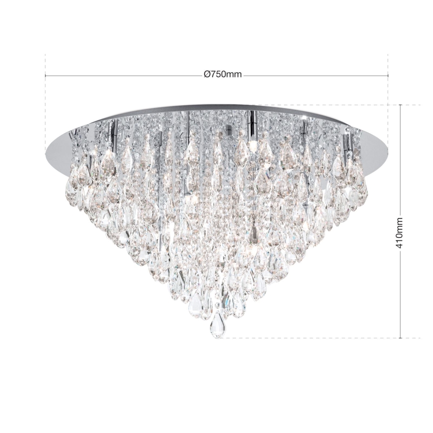 Krištolinis lubinis šviestuvas CELESTE 12xG9/40W/230V diametras 75 cm blizgus chromas