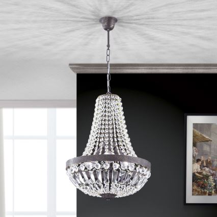 Krištolinis sietynas ant grandinės ARILA 3xE27/60W/230V diametras 40 cm ruda/patina